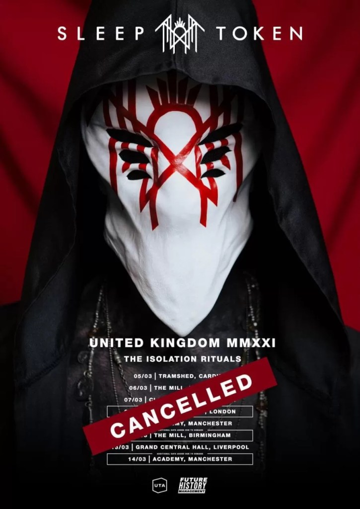 tournée 2021 sleep token - affiche de la tournée 2021 de Sleep Token